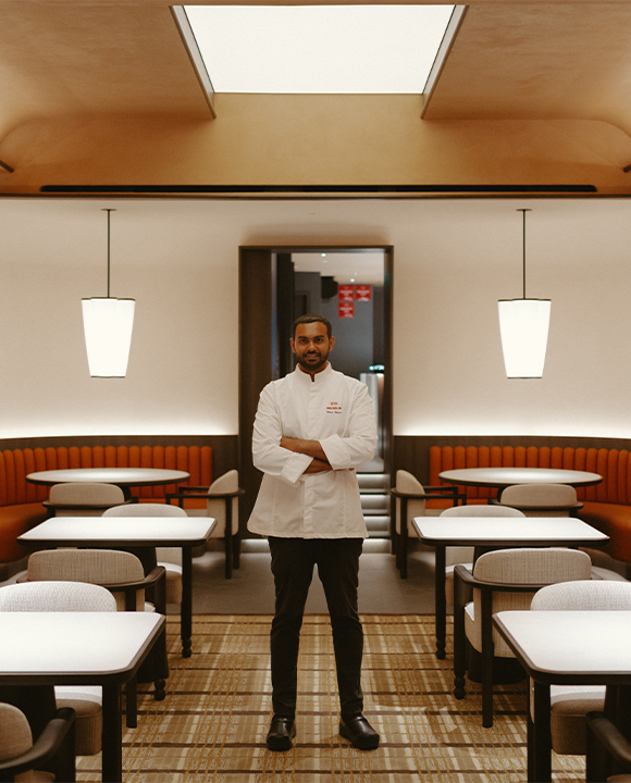 Chef Mano Thevar, founder and Michelin-starred chef at Thevar restaurant in Singapore